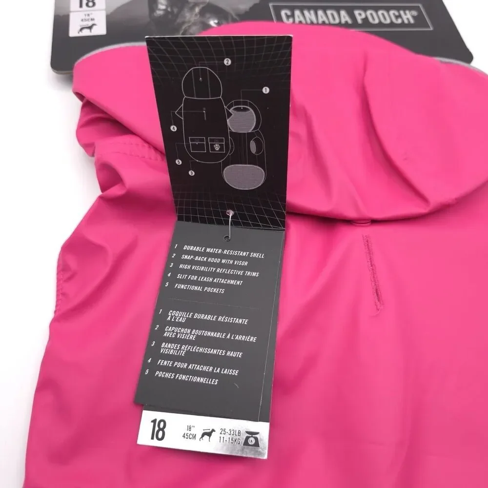 NWT‎ CANADA POOCH Torrential Tracker 18” PINK Rain Coat For Dogs 18 inch